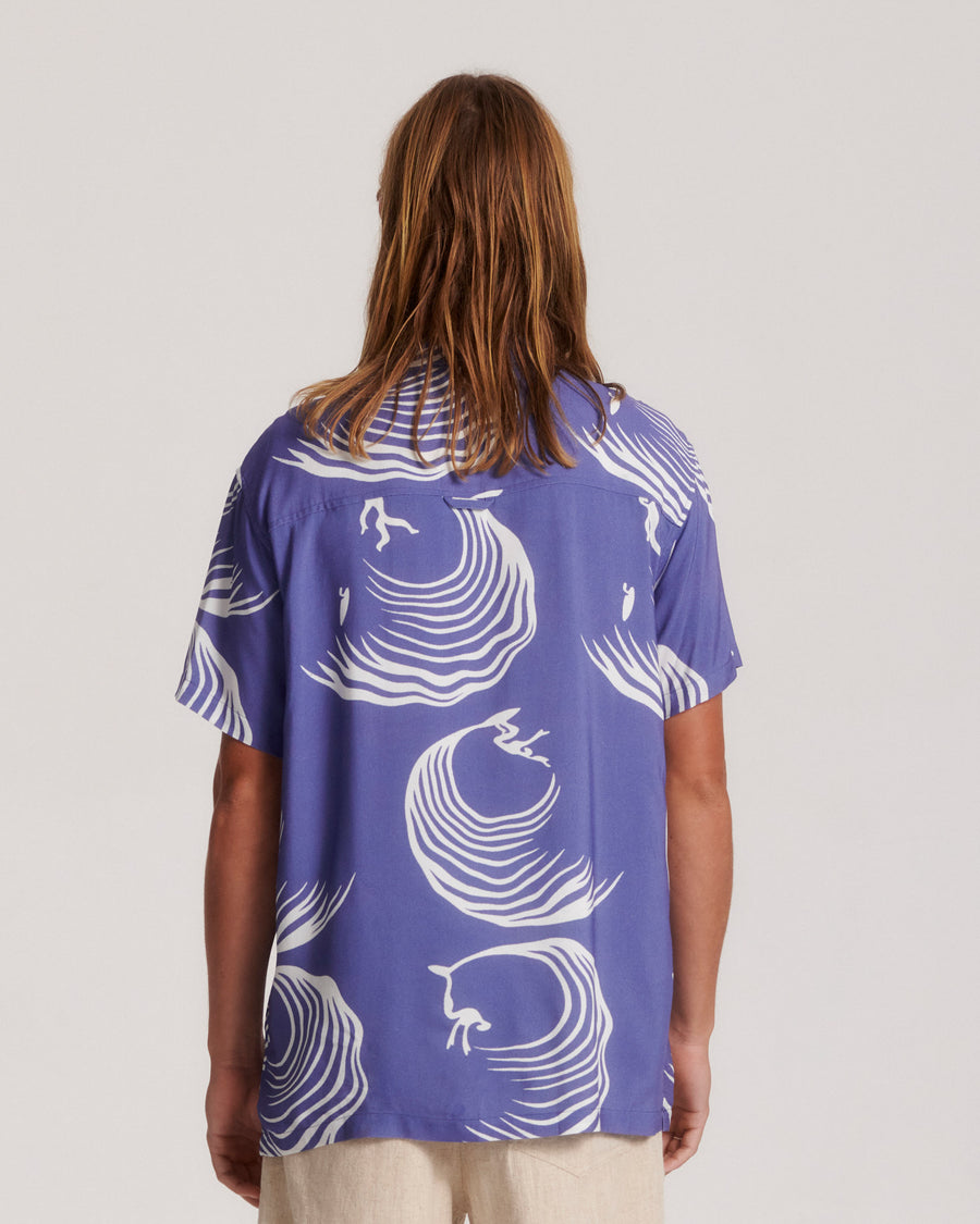 Wave Garden Ss Shirt - Navy
