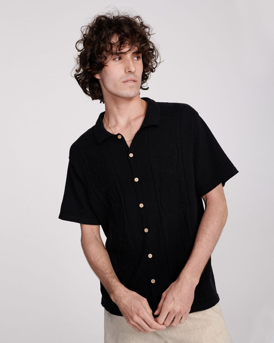 ACCESS KNIT SHIRT - BLACK