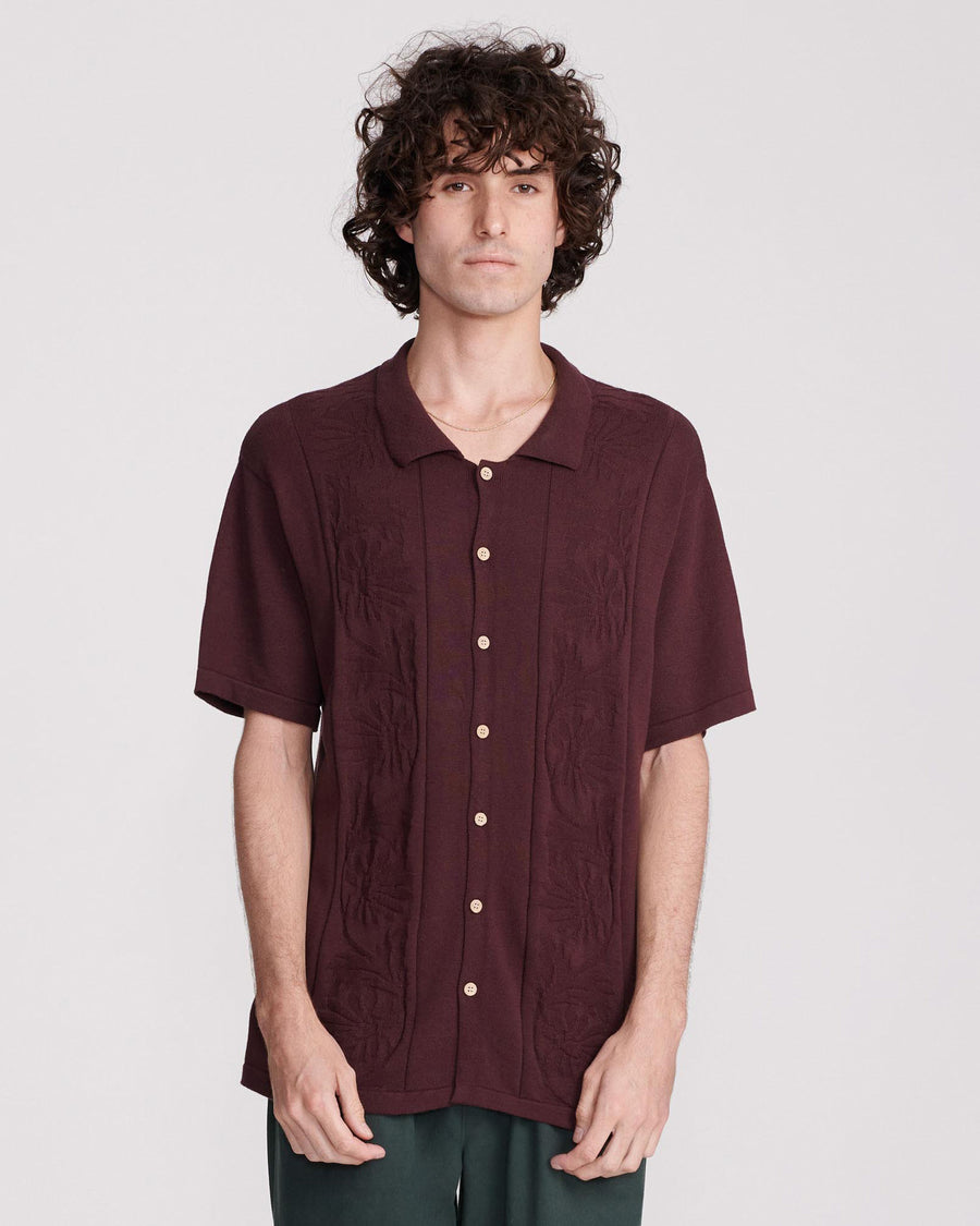 ACCESS KNIT SHIRT - BURGUNDY