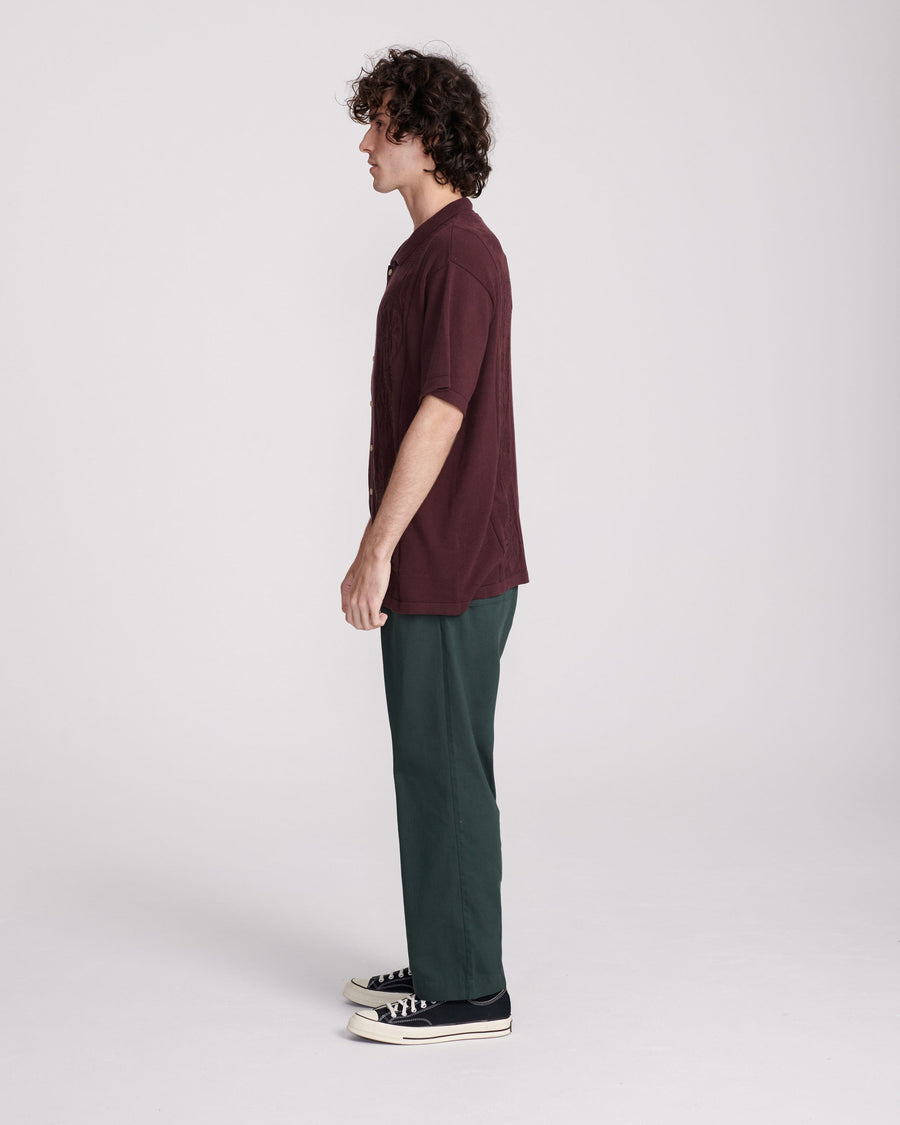 ACCESS KNIT SHIRT - BURGUNDY