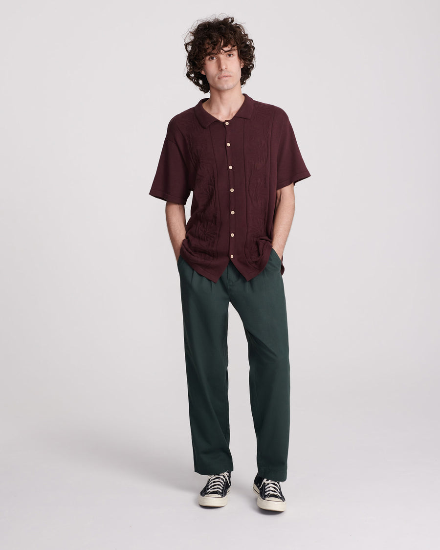 ACCESS KNIT SHIRT - BURGUNDY