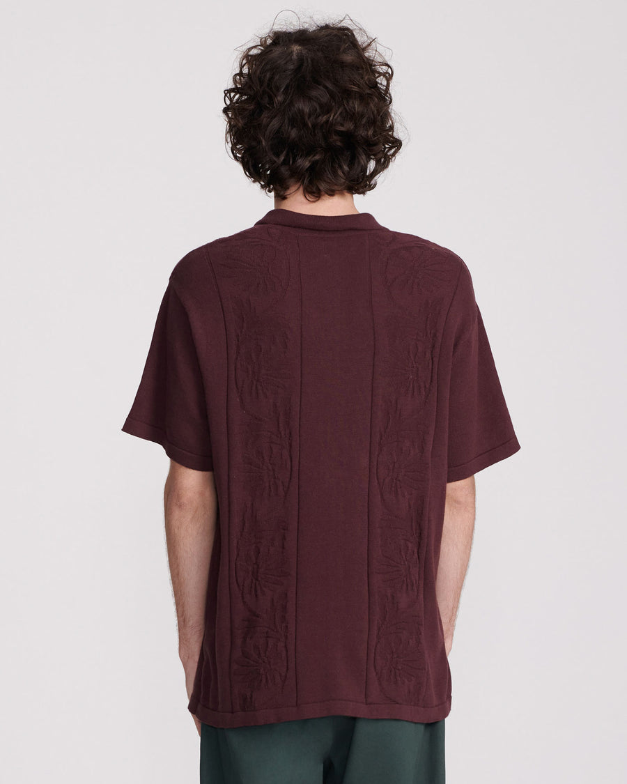 ACCESS KNIT SHIRT - BURGUNDY