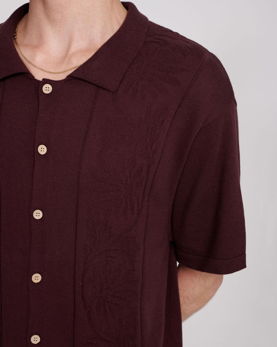 Access Knit Shirt - Burgundy