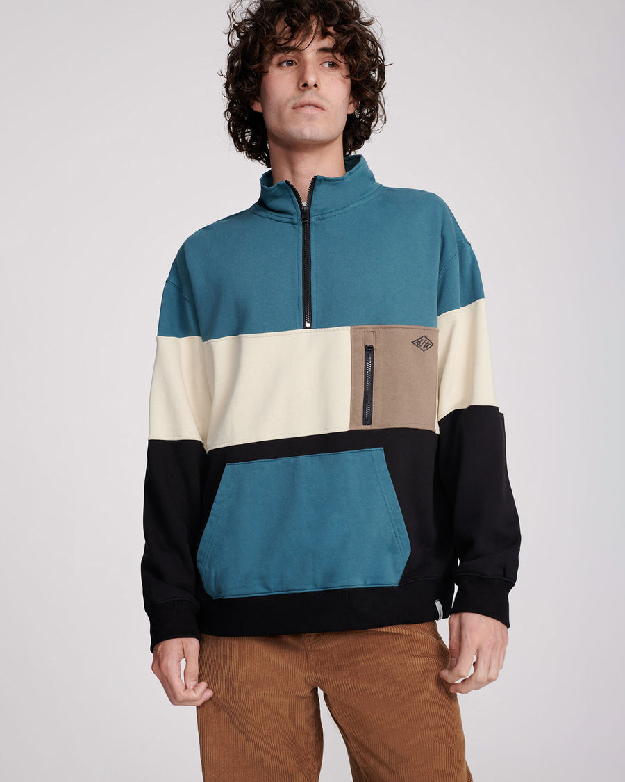 CUT UP ZIP FLEECE - TEAL