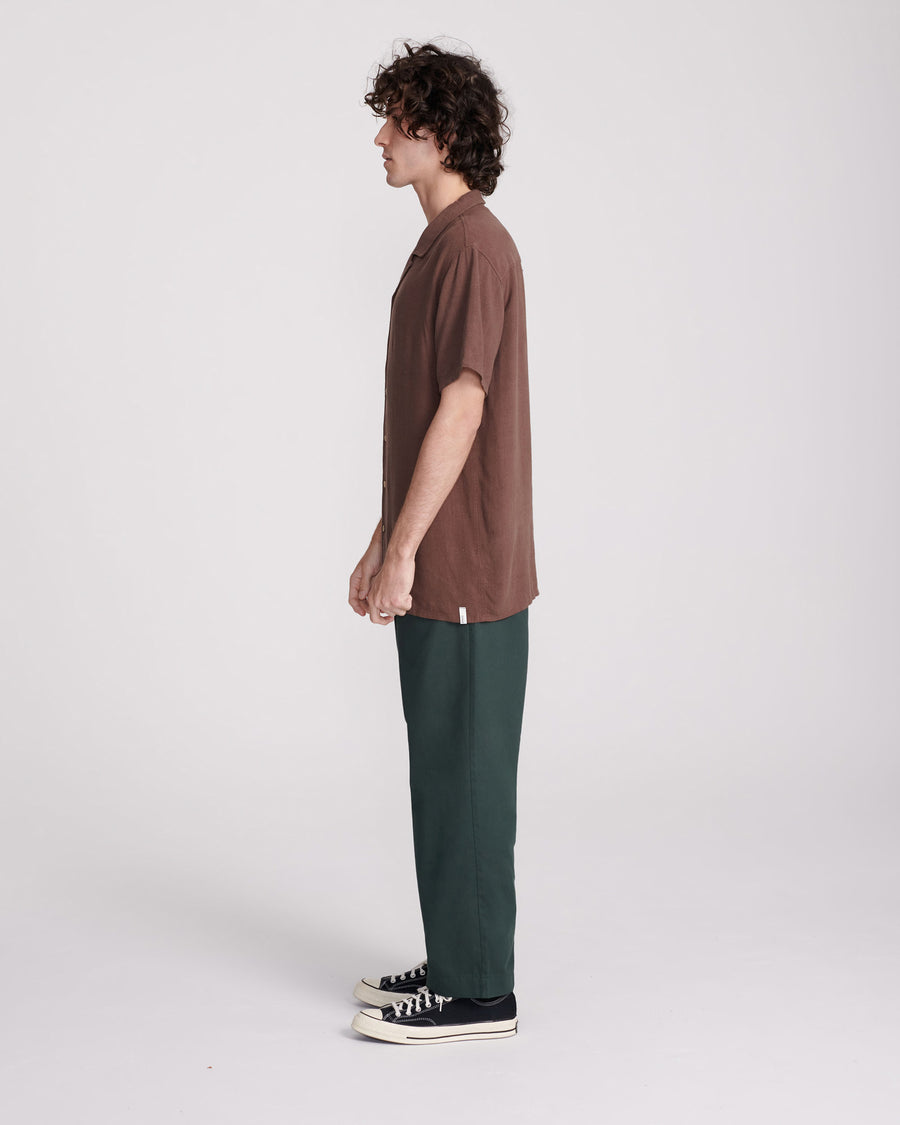 ERNIE LINEN SS SHIRT - CHOCOLATE