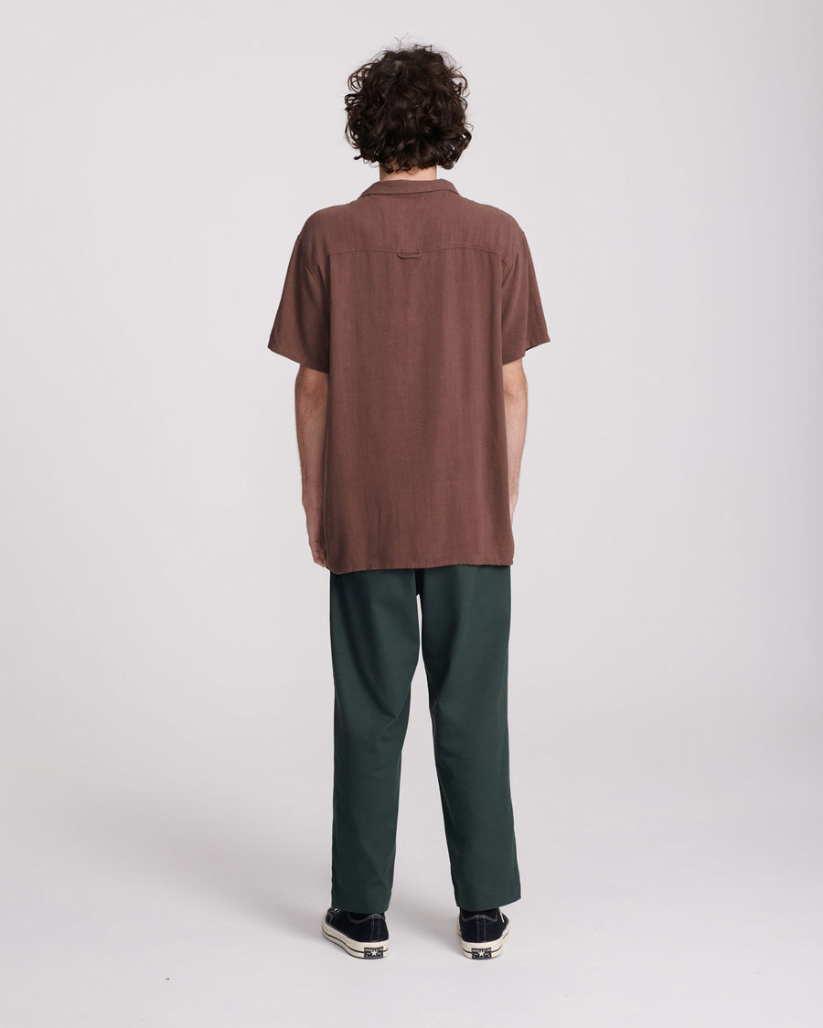 ERNIE LINEN SS SHIRT - CHOCOLATE