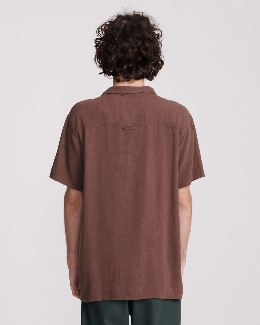 ERNIE LINEN SS SHIRT - CHOCOLATE