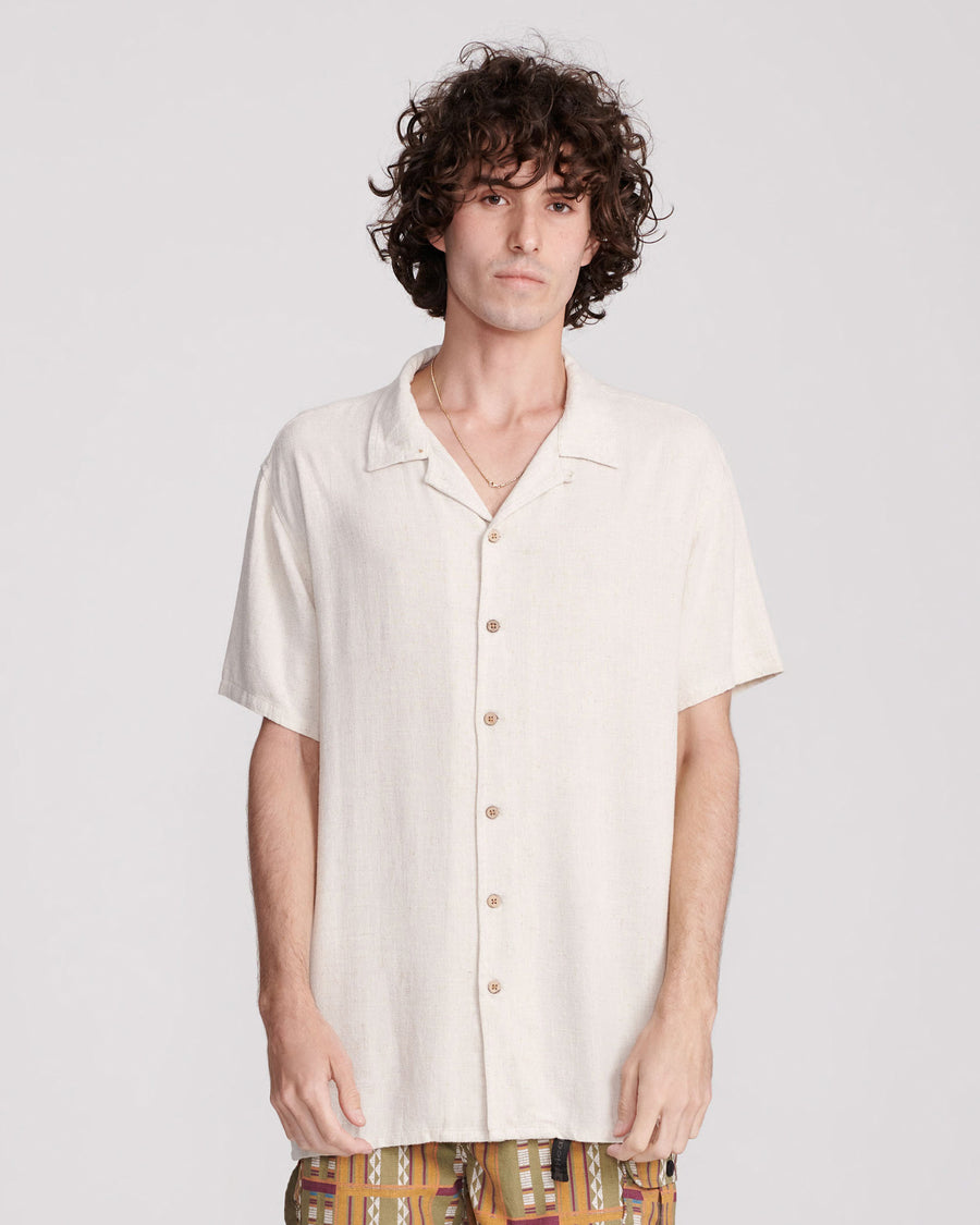 ERNIE LINEN SS SHIRT - OATMEAL