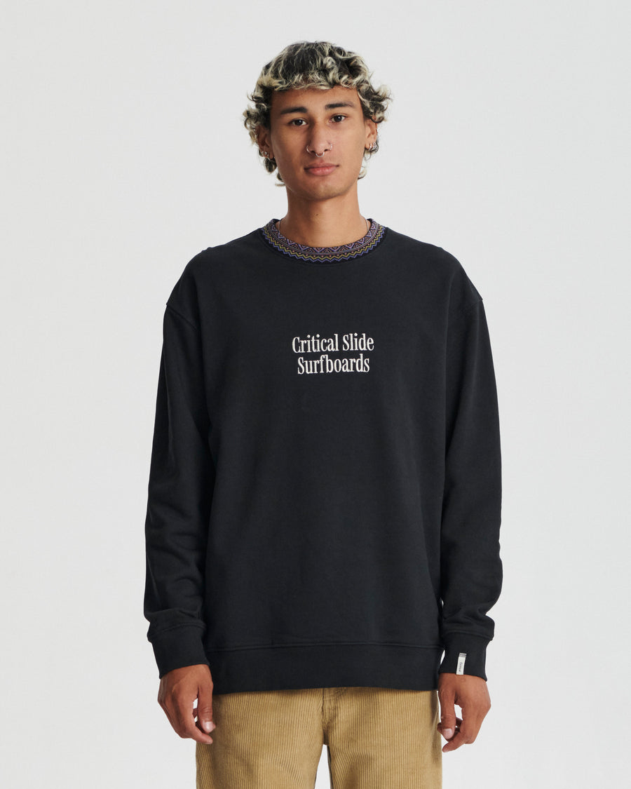 Offset Rib Crew - Vintage Black