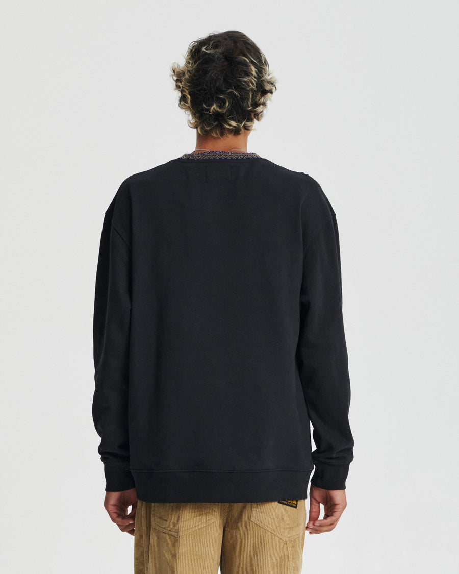 Offset Rib Crew - Vintage Black
