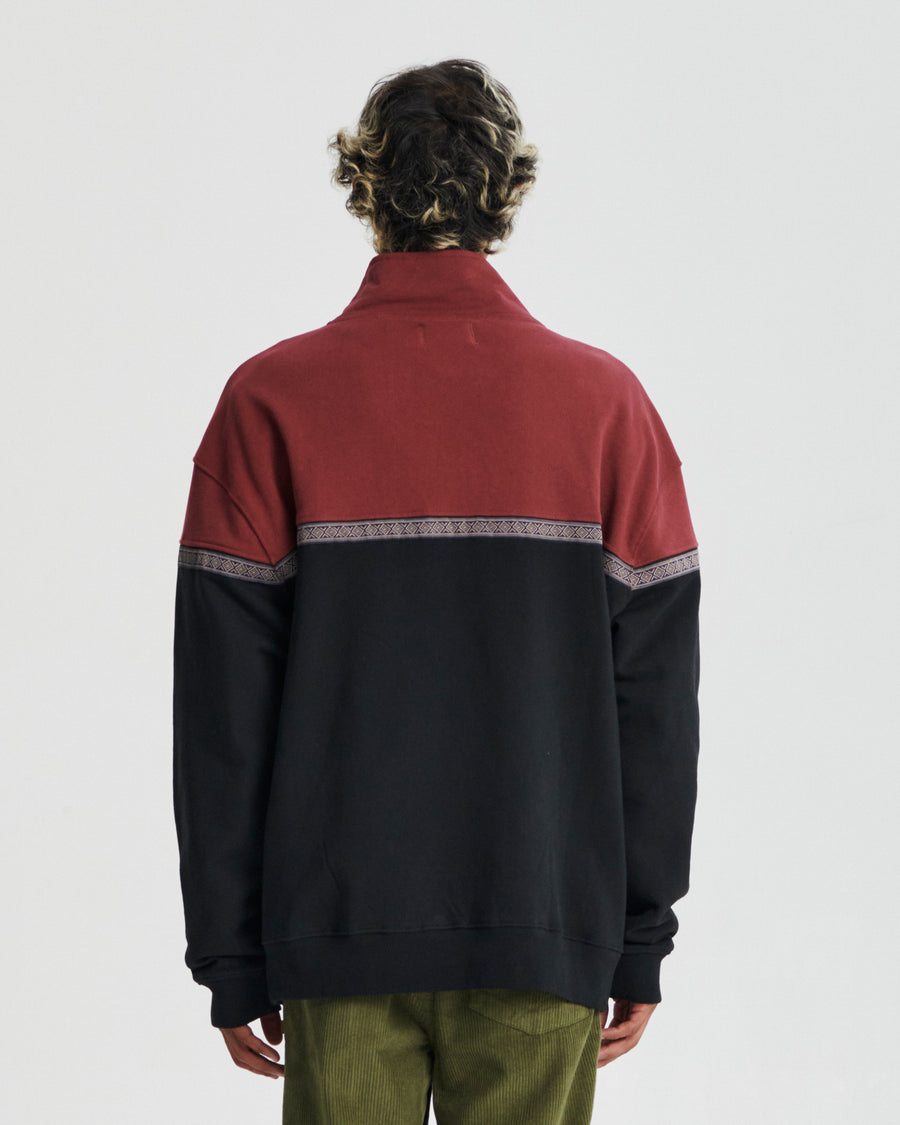 Offset Rib Zip Crew - Ruby