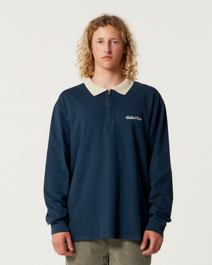 Sun Cured 1/4 Zip Rugby - Navy