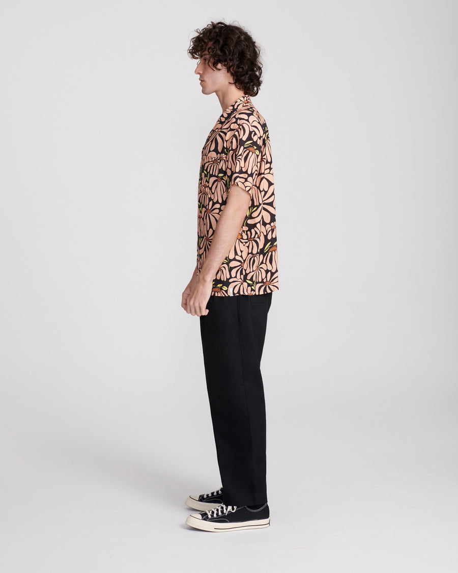 FLOW LINEN SS SHIRT - BLACK