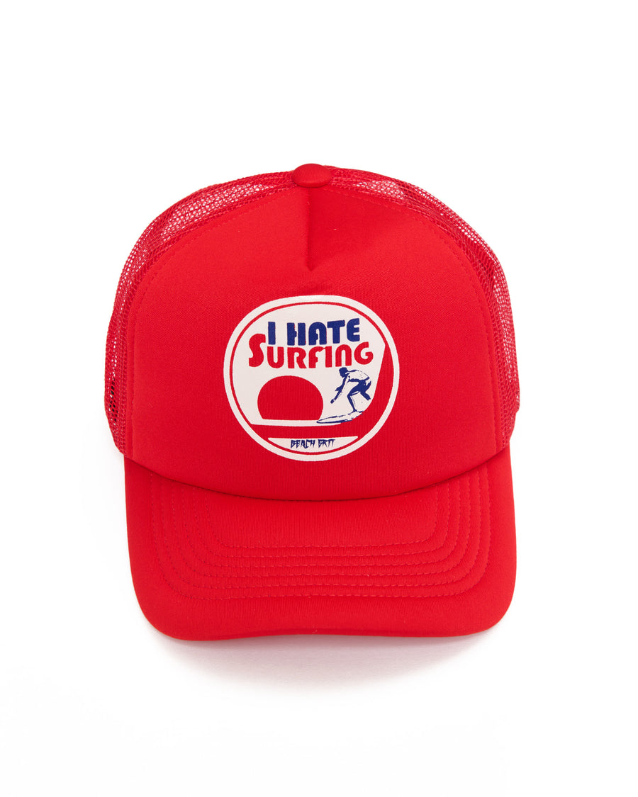 BeachGrit 'I Hate Surfing' Trucker Cap - Red