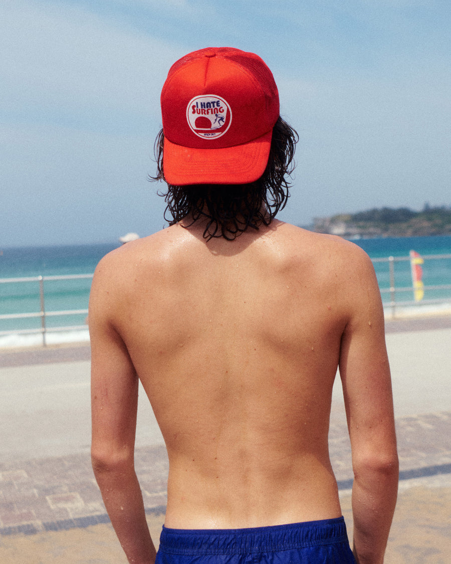 BeachGrit 'I Hate Surfing' Trucker Cap - Red