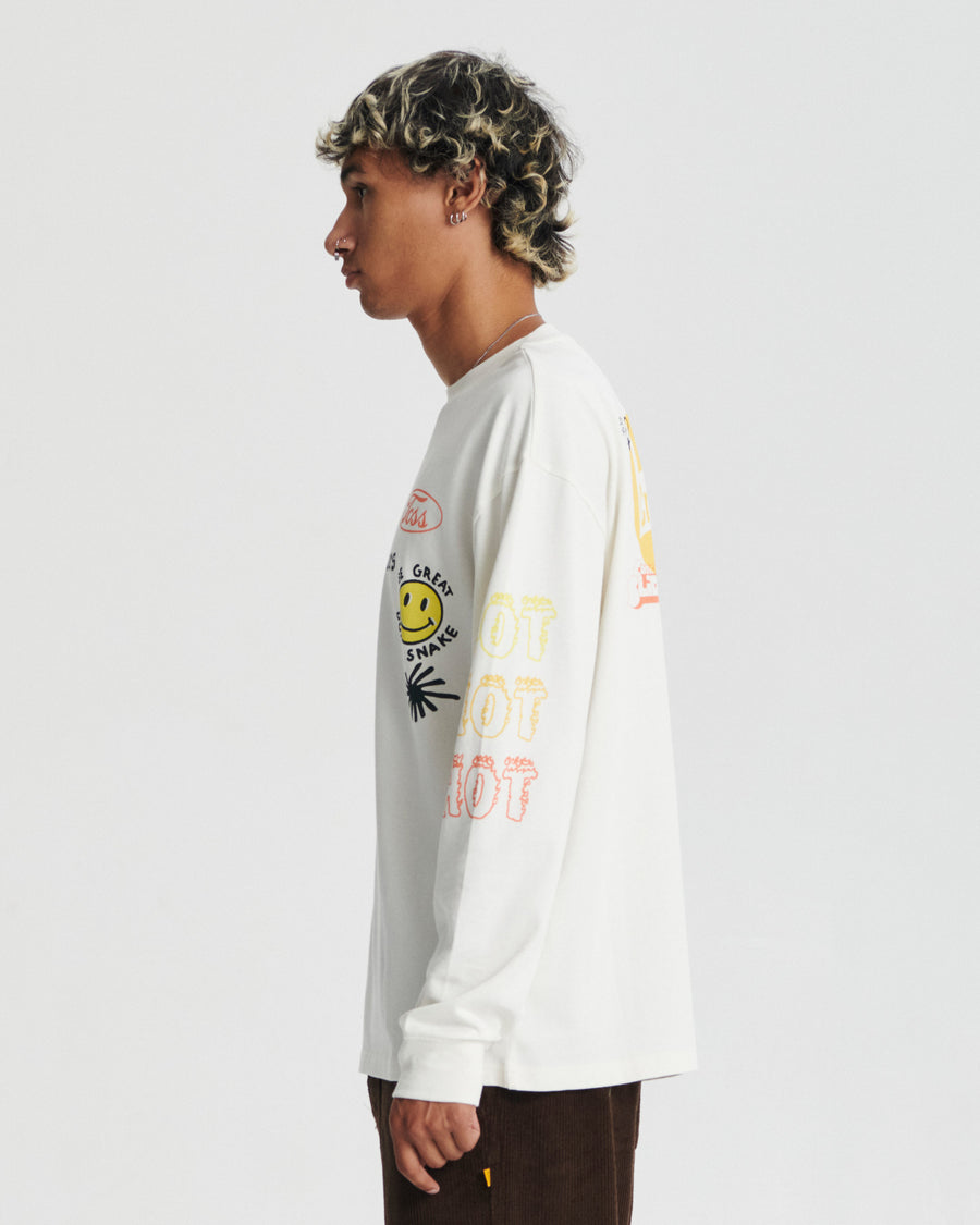 Mixed Up Longsleeve Tee - Vintage White