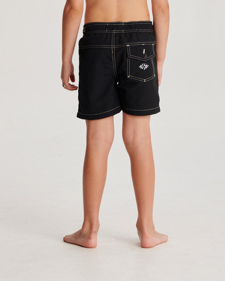 Scribble Contrast Kids Trunk - Black