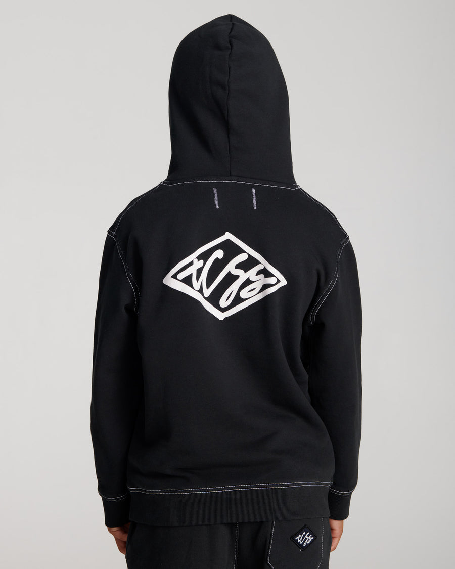 Scribble Contrast Kids Hoodie - Vintage Black