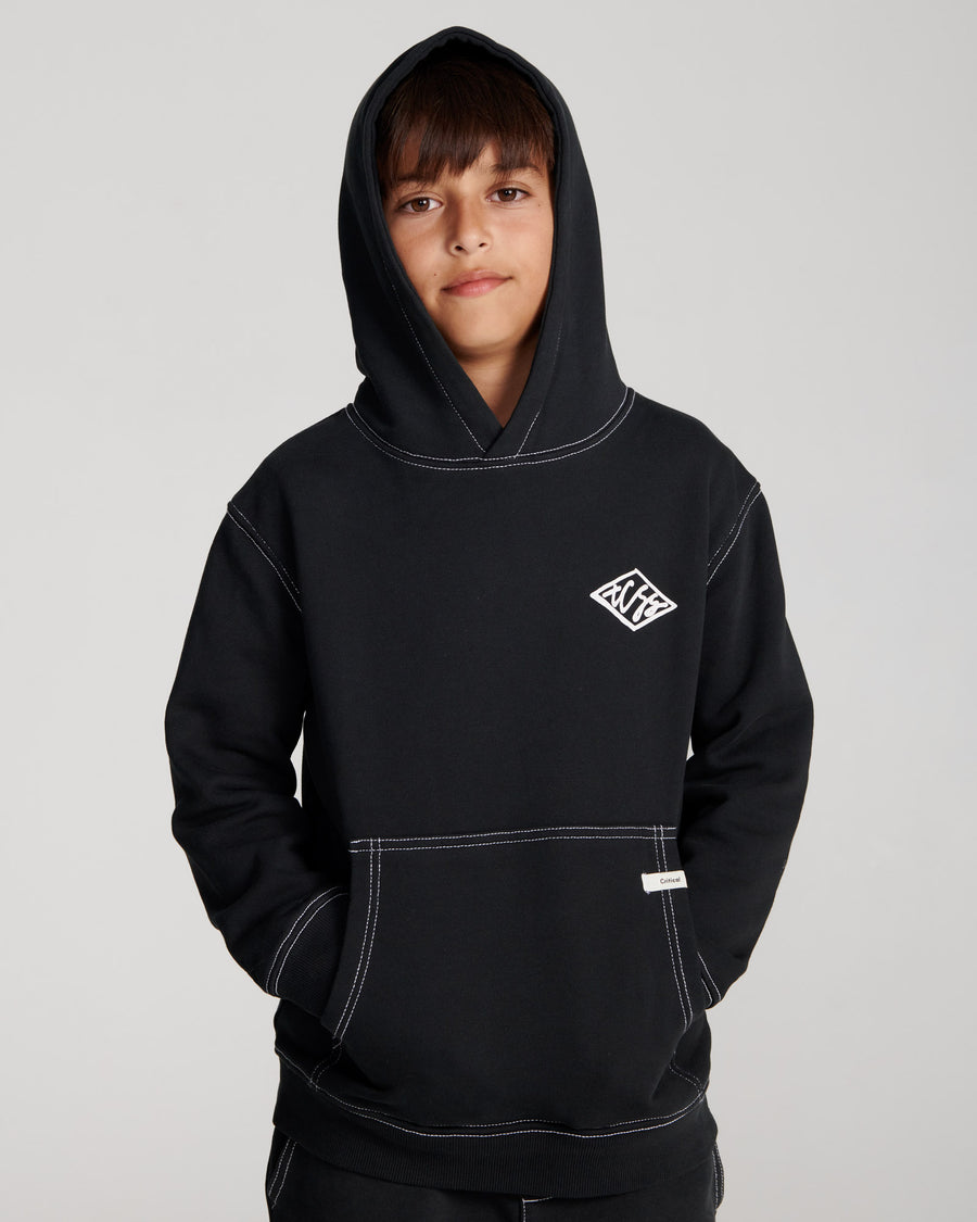 Scribble Contrast Kids Hoodie - Vintage Black
