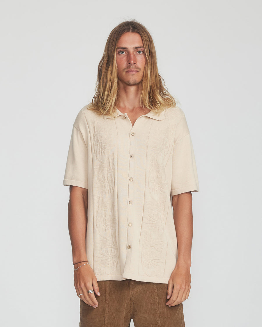 Access Knit Shirt - Oatmeal