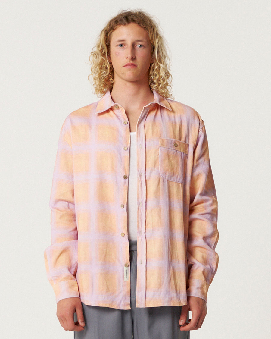 Fusion Cord Long Sleeve Shirt - Coral