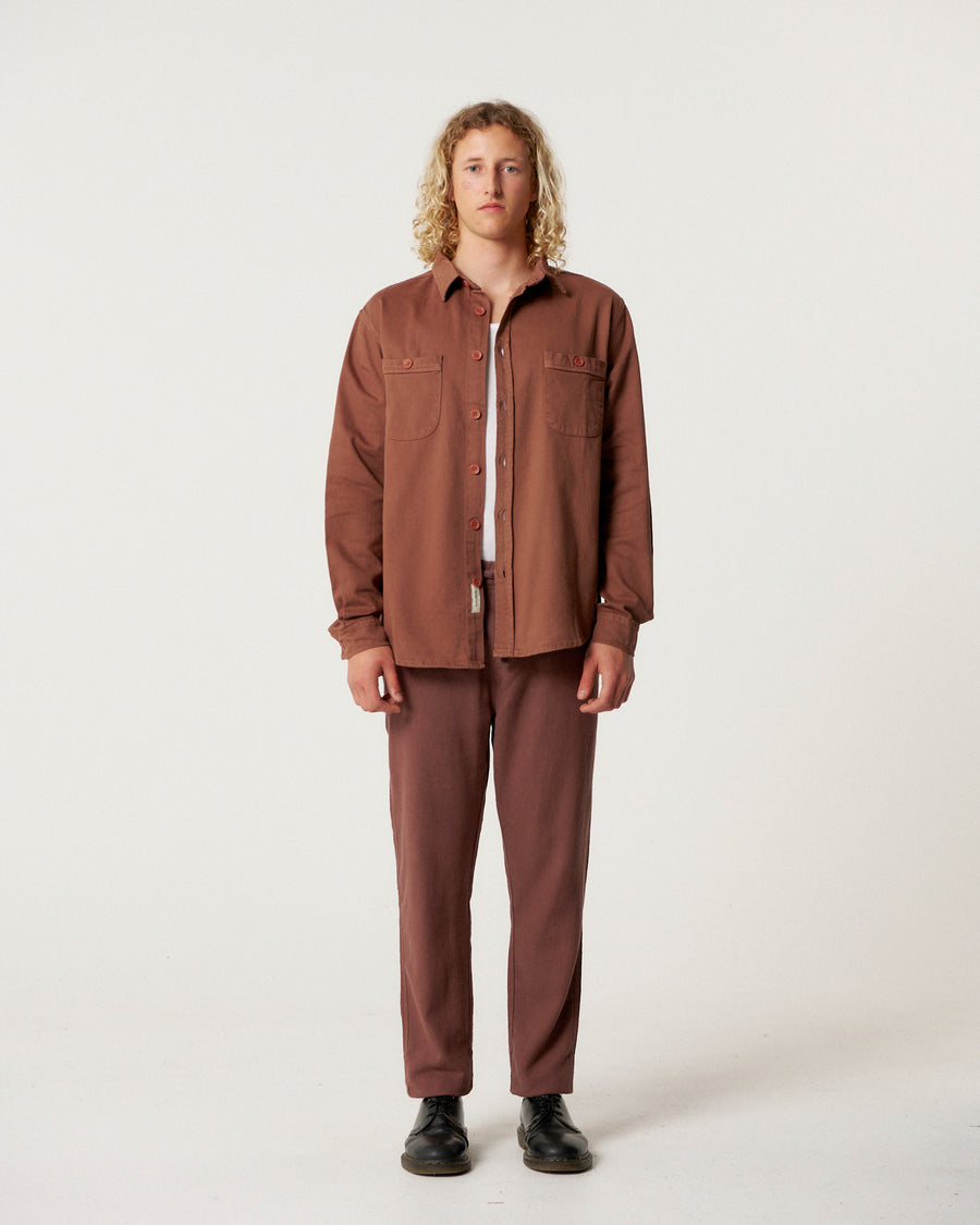 Lazy Boy Twill Shirt - Chestnut