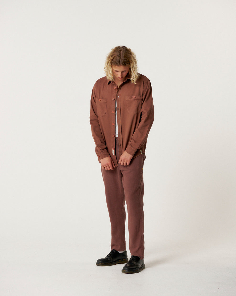 Lazy Boy Twill Shirt - Chestnut