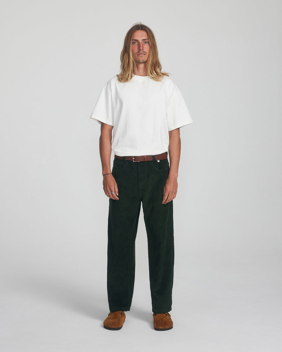 Peaty Cord 5 Pkt Pant - Green