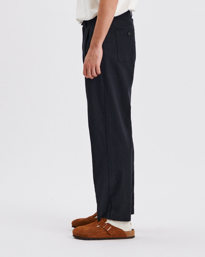 Harrow Pleat Linen Pant - Vintage Black