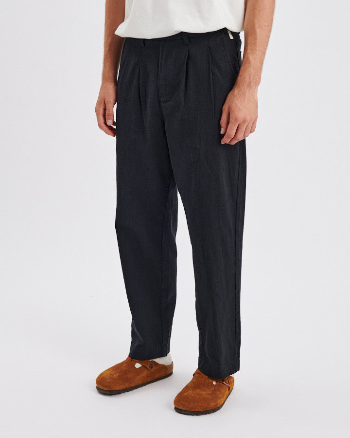 Harrow Pleat Linen Pant - Vintage Black