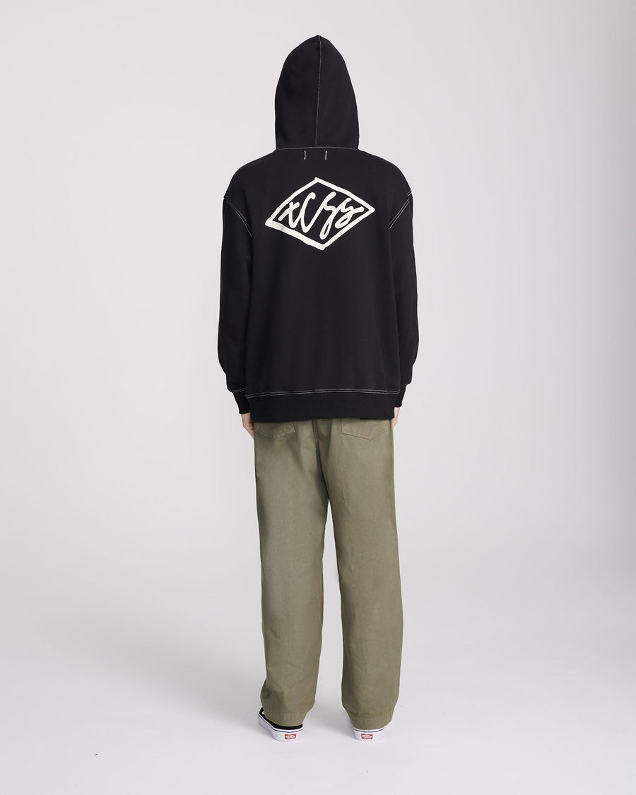 SCRIBBLE CONTRAST HOODIE - BLACK
