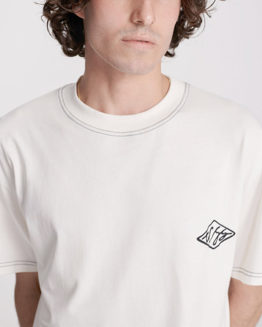 SCRIBBLE CONTRAST TEE - VINTAGE WHITE