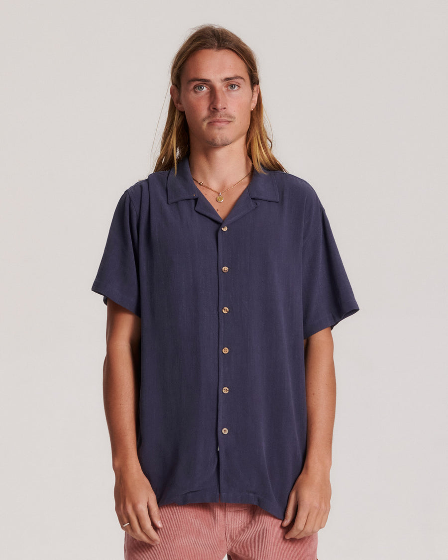Ernie Ss Resort Shirt - Worker Blue