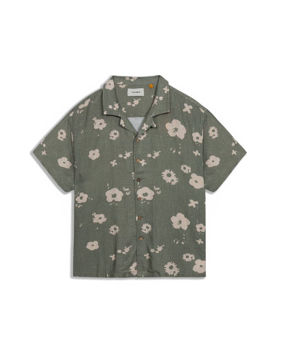 Splatter Linen Resort Shirt - Green