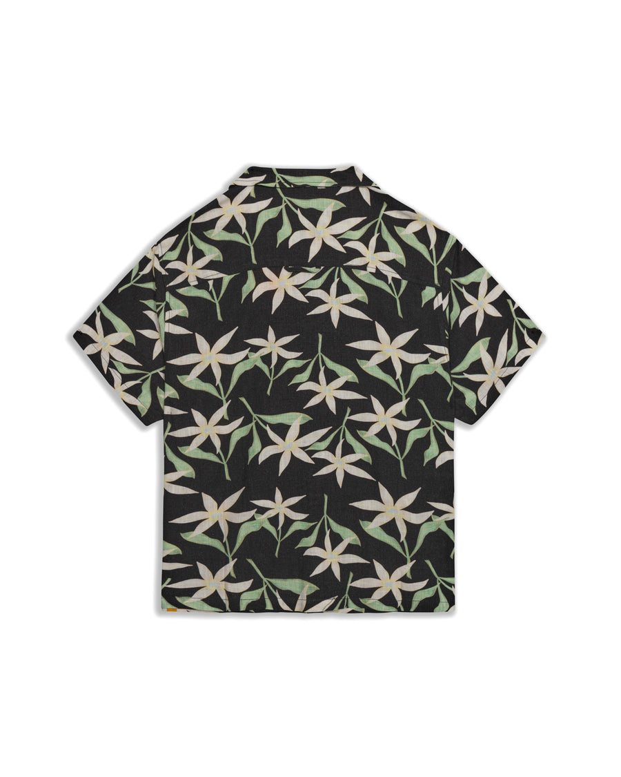 Evangeline SS Resort Linen Shirt - Black