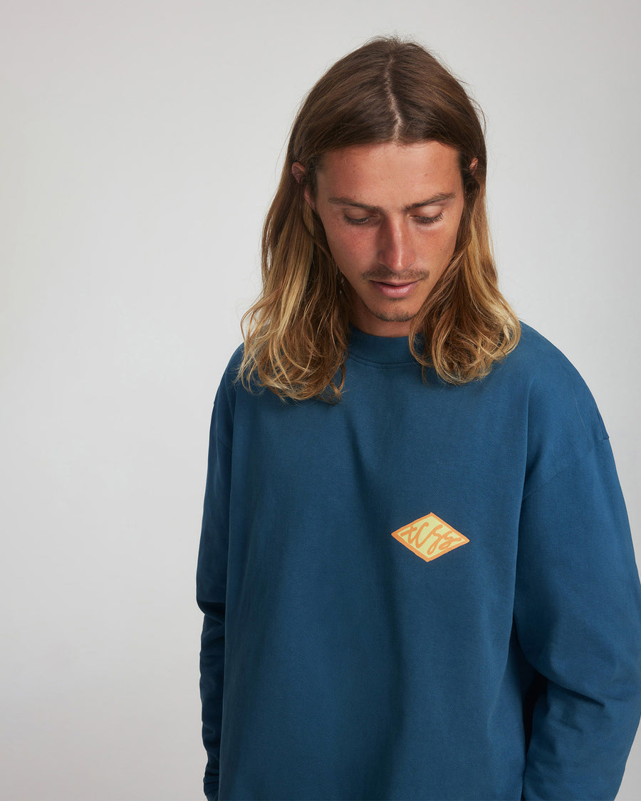 Scribble Ls Tee  - Aegean