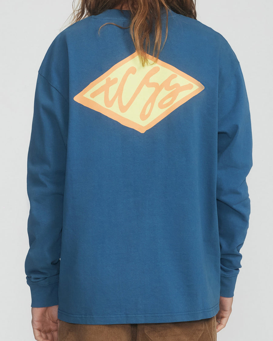 Scribble Ls Tee  - Aegean