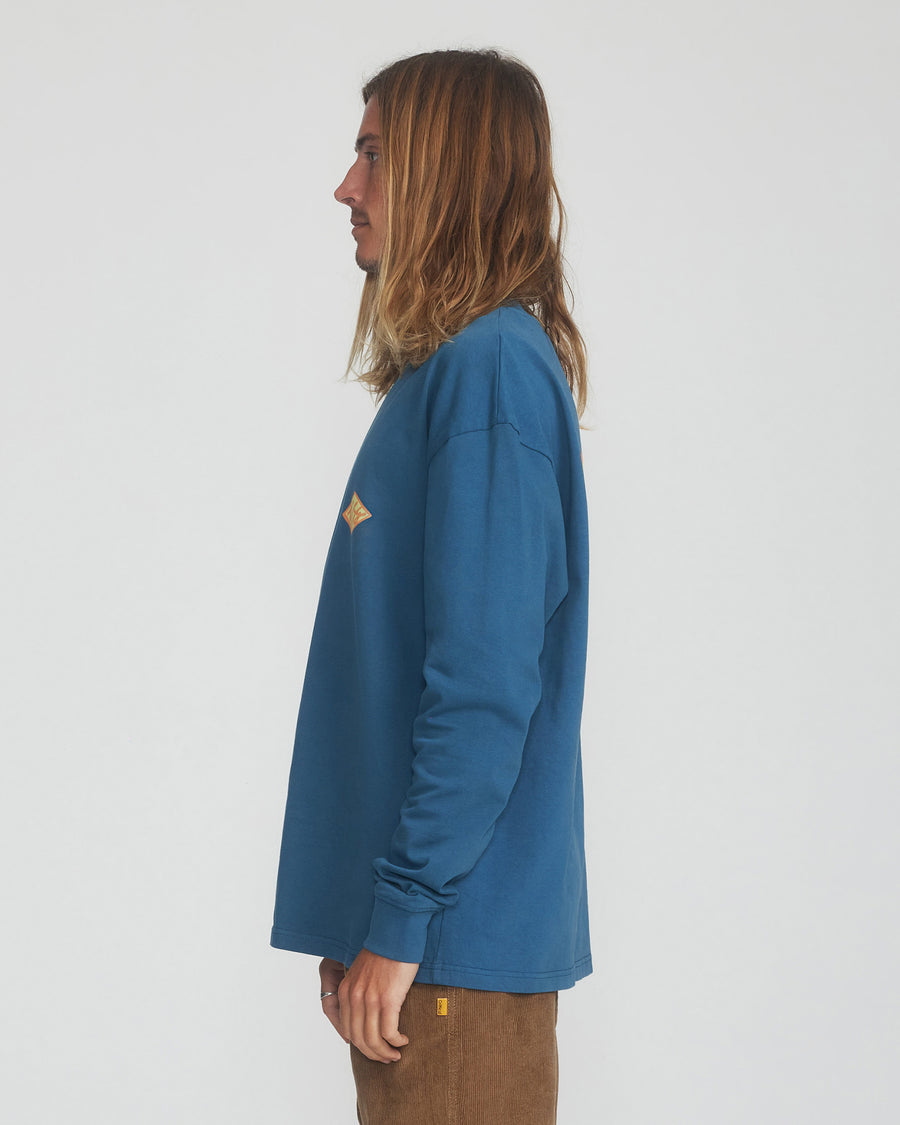 Scribble Ls Tee  - Aegean