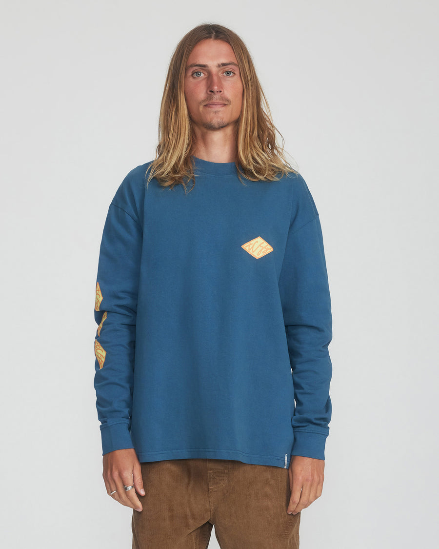 Scribble Ls Tee  - Aegean