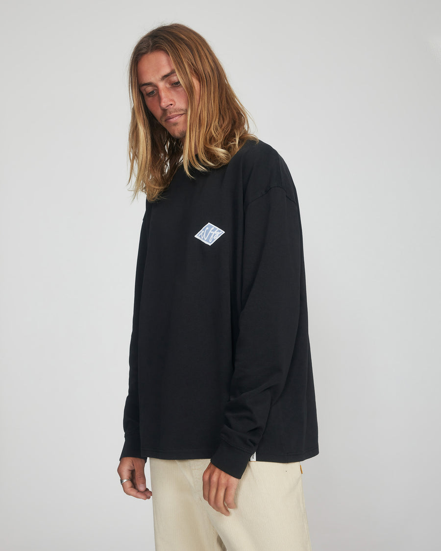 Scribble Ls Tee  - Vintage Black