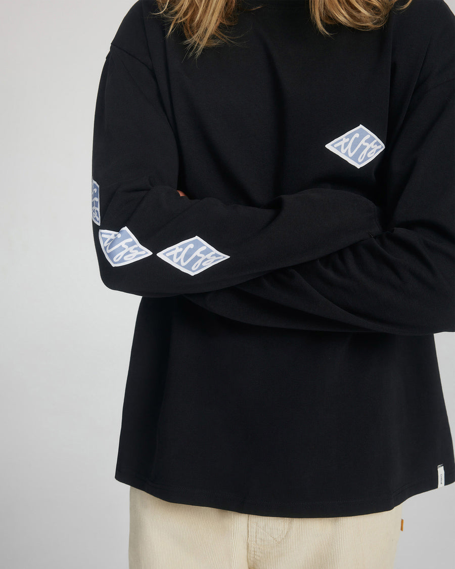 Scribble Ls Tee  - Vintage Black