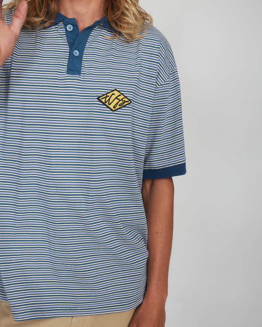 Scribble Polo Tee - Aegean