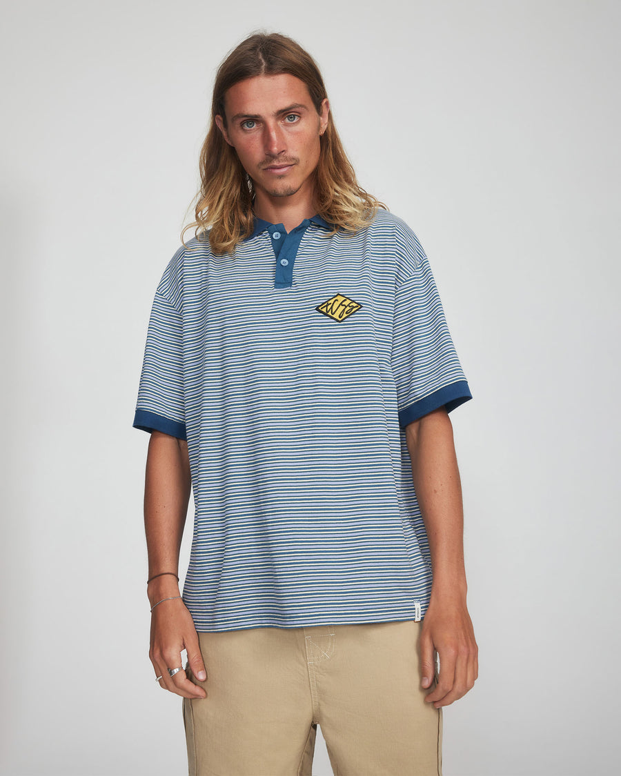 Scribble Polo Tee - Aegean
