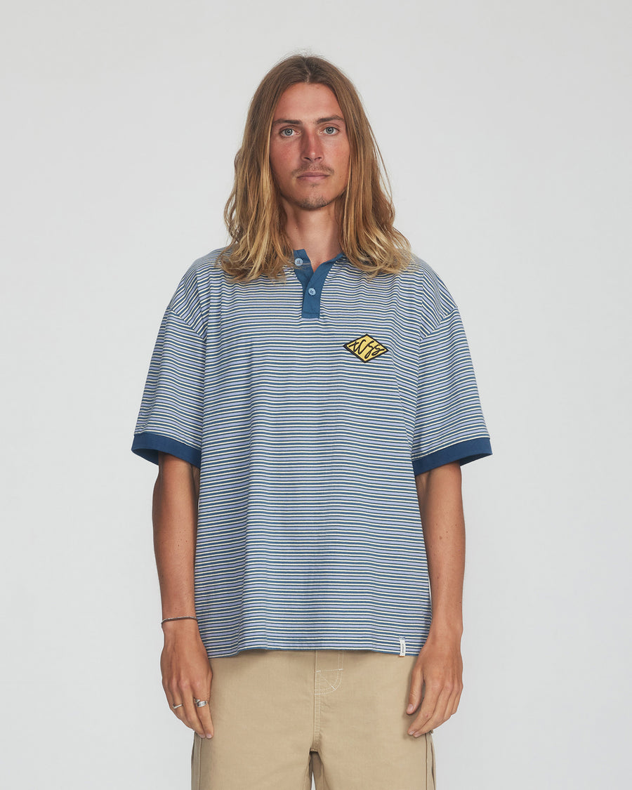 Scribble Polo Tee - Aegean