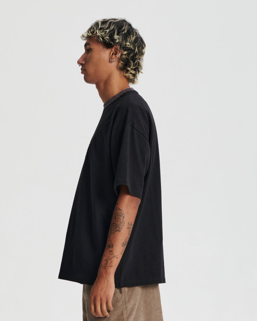 Offset Rib Tee - Vintage Black