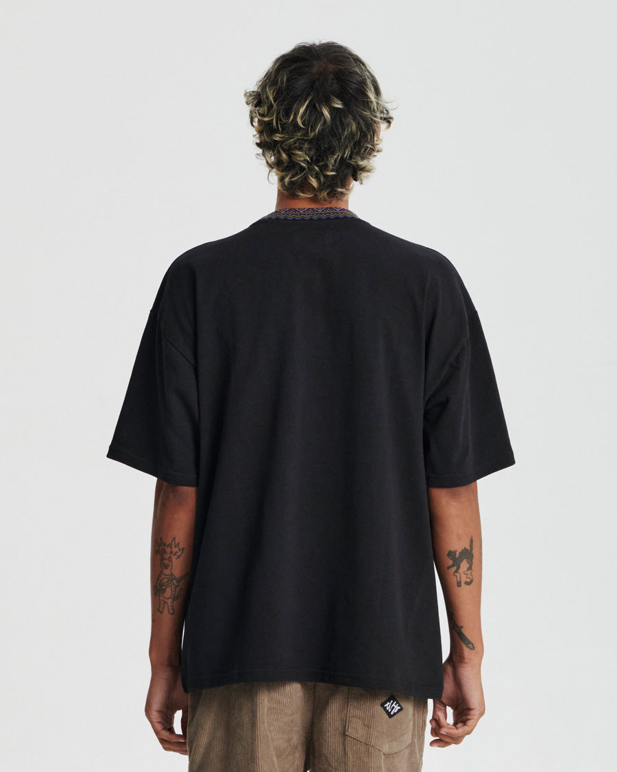 Offset Rib Tee - Vintage Black