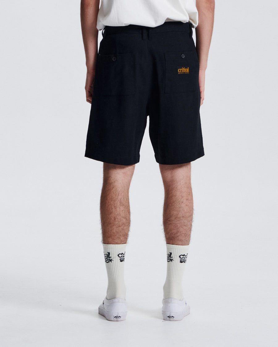 Harro Linen Pleat Short - Black