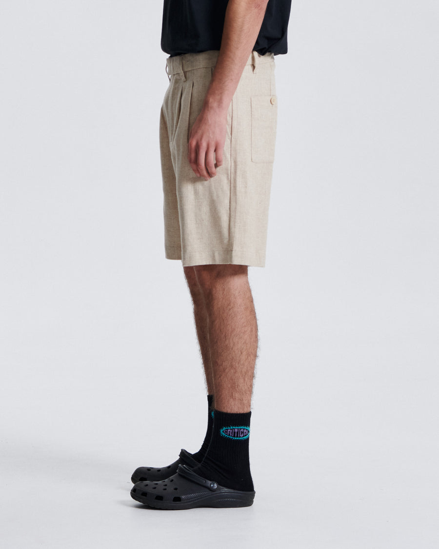 Harro Linen Pleat Short - Ecru