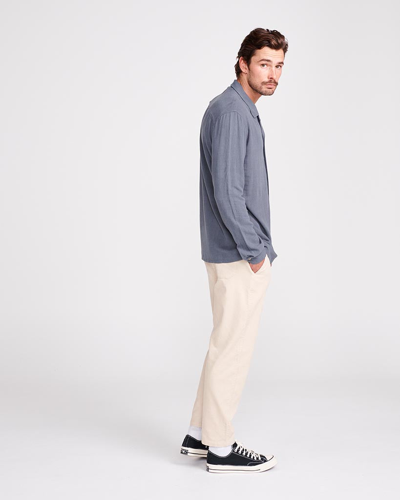 ERNIE LINEN LS SHIRT - PHANTOM