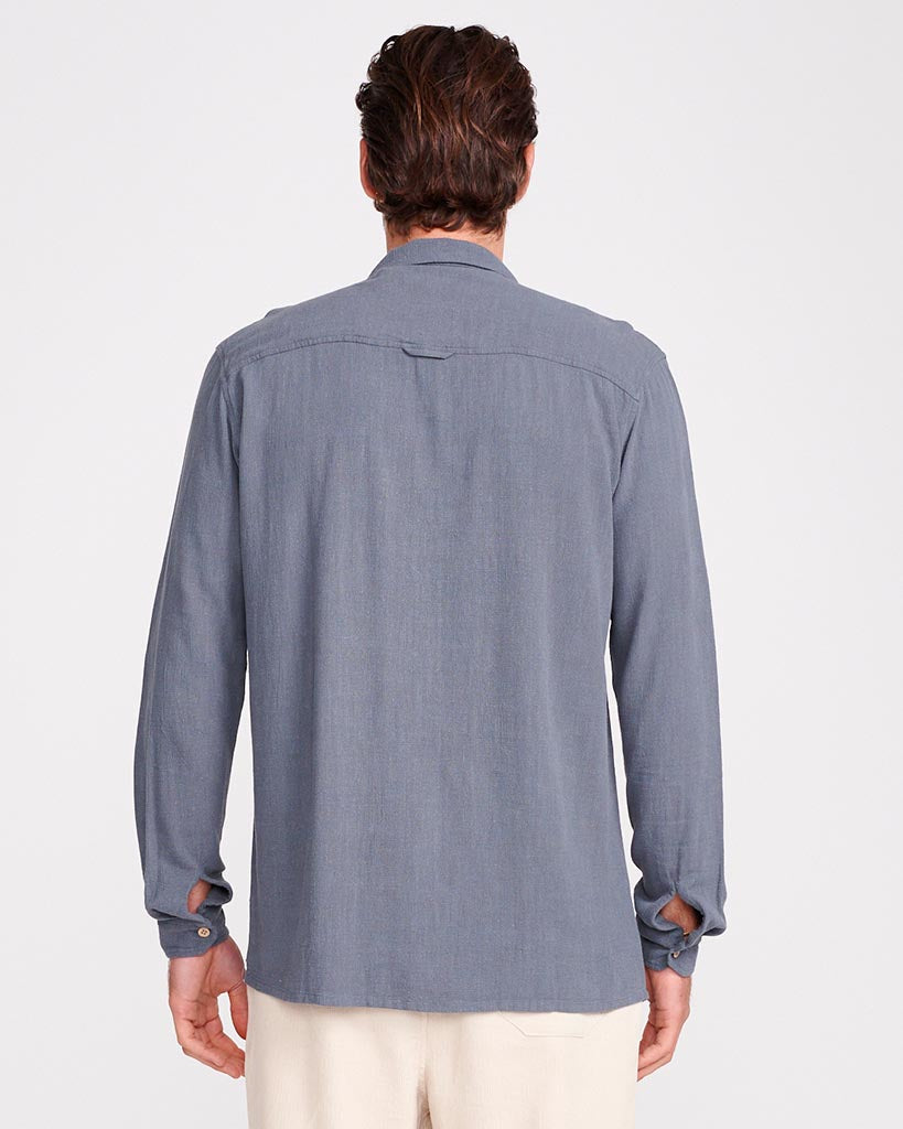 ERNIE LINEN LS SHIRT - PHANTOM